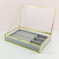 Glass Organizer Clear Velvet Jewellry Storage